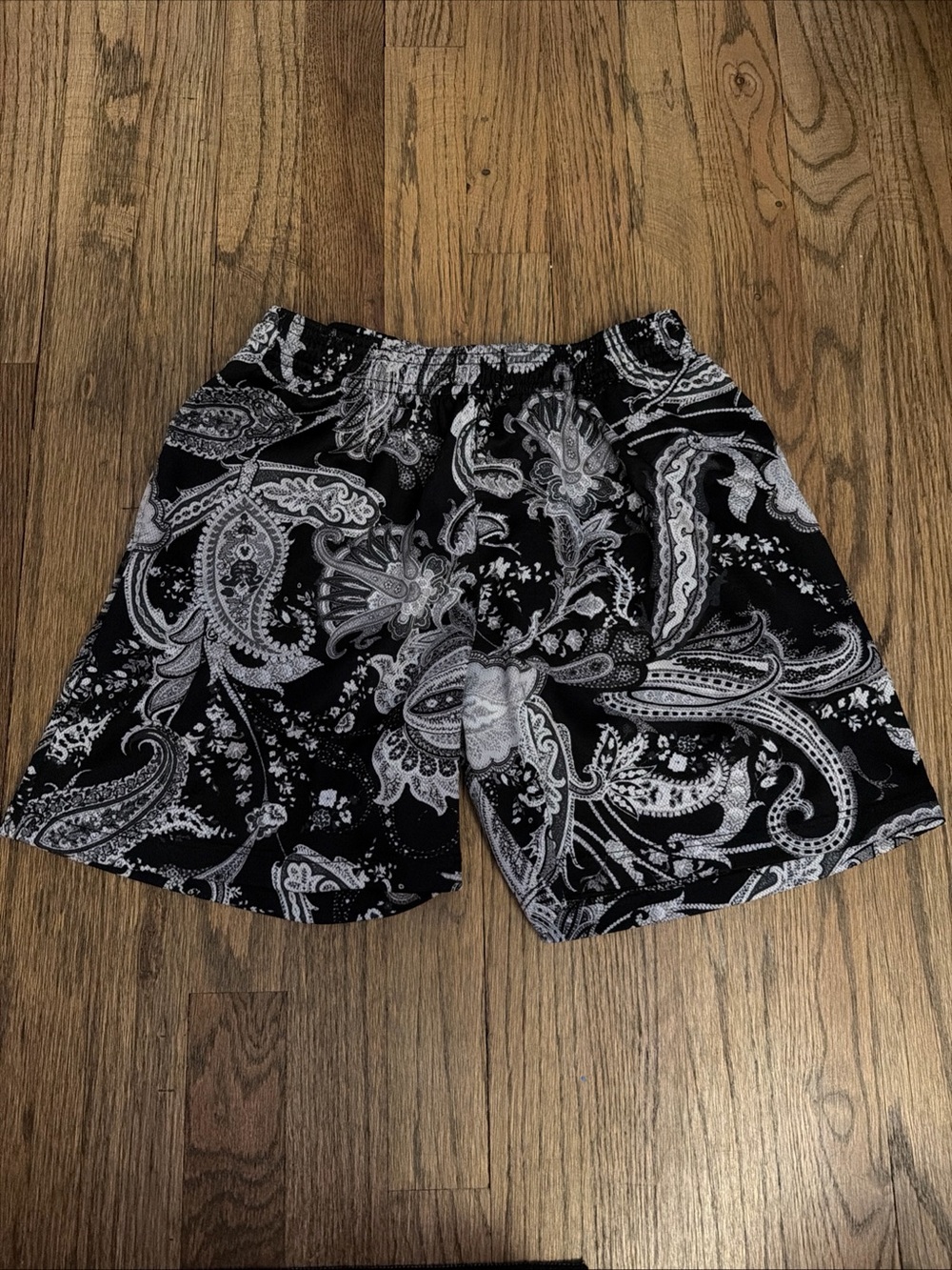 Kids Black Paisley Elastic-Waist Shorts